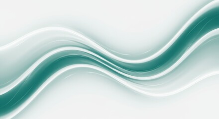 Wall Mural - abstract teal and white wave design - elegant flowing teal and white abstract wave design, perfect f