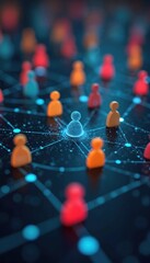 Aufkleber - Social media network concept. People icons connect on dark background. Global internet tech, online data exchange, social connections, teamwork, communication, business, partnership, networking,