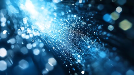 Aufkleber - Abstract digital illustration of sparkling particles and blue light rays creating a mesmerizing effect of movement : Generative AI