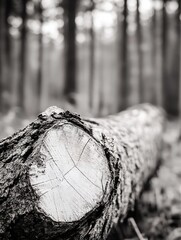 Poster - Textured closeup of a freshly cut tree trunk showcasing natural patterns in a wooded environment : Generative AI