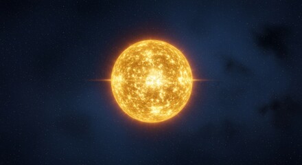 Wall Mural - celestial sphere blue galaxy background - a vibrant sun, radiating light and energy, set against a d