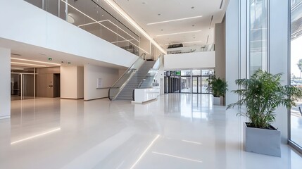 Aufkleber - Modern interior of a spacious lobby with sleek design and natural light enhancing the architecture : Generative AI