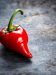 Poster - Vibrant Red Chili Pepper Captured on Dark Surface Highlighting Its Shape and Texture : Generative AI