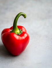 Aufkleber - Vibrant red bell pepper with a green stem isolated on a smooth gray background : Generative AI