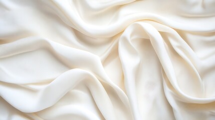 Poster - Elegant white fabric draped in waves creating a soft and luxurious texture backdrop : Generative AI