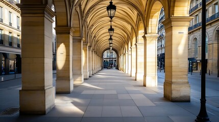 Aufkleber - Beautifully designed archway with elegant columns and warm sunlight illuminating the serene passage : Generative AI