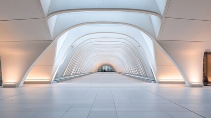 Poster - Sleek Futuristic Interior Architecture with Curved Walls and Soft Lighting in Modern Setting : Generative AI