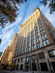 Aufkleber - An impressive view of a historic building against a beautiful blue sky with clouds : Generative AI