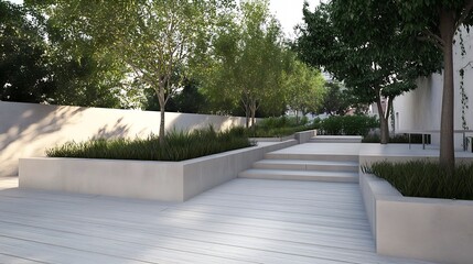 Aufkleber - Elegant Outdoor Pathway Surrounded by Lush Green Trees and Grass : Generative AI