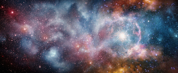 Wall Mural - space scene with stars in the galaxy. panorama. universe filled with stars, nebula and galaxy,. elem