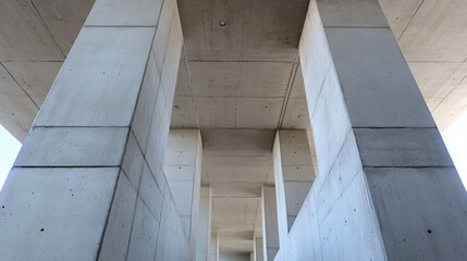 Aufkleber - Abstract architectural design with concrete pillars from a unique perspective : Generative AI