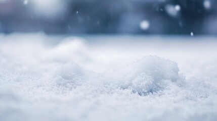 Poster - Close up view of pure white snowflakes gently falling on a smooth surface : Generative AI