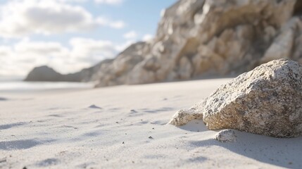 Aufkleber - Isolated beach scene featuring a rock on sandy shore under a clear blue sky : Generative AI