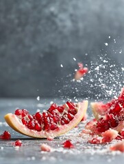 Aufkleber - Splendid pomegranate pieces bursting open revealing juicy red seeds : Generative AI