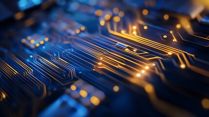 Aufkleber - Intricate circuit board close up showcasing glowing pathways and advanced technology for digital innovations : Generative AI