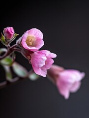 Poster - Delicate pink blossoms on a branch highlighting spring's vibrant beauty and nature's intricate details : Generative AI