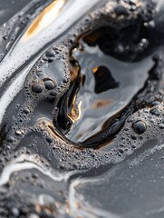 Aufkleber - Closeup of black thick glossy liquid with bubbles creating an abstract and captivating texture : Generative AI