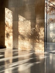 Aufkleber - Shadows and Light Dance on a Modern Wall Creating Captivating Natural Patterns : Generative AI