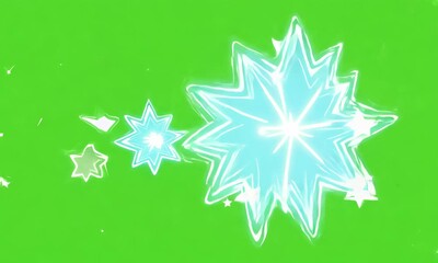 Wall Mural - sparkling star 2d alpha channel green screen. vector, doodles style stars blinking effects