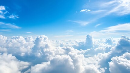 Wall Mural - bright blue sky filled with fluffy white clouds on a clear day : generative ai