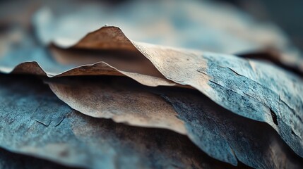 Leinwandbilder - Detailed closeup of textured dry leaves exhibiting natural patterns and colors : Generative AI