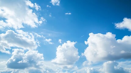 Wall Mural - clear blue sky filled with fluffy white clouds creating a serene and peaceful atmosphere : generativ
