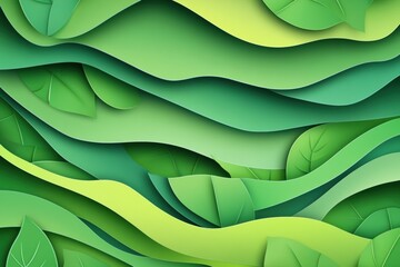 Poster - Explore vibrant green layers in an eco-friendly tropical leaf art design featuring smooth shadows and organic natural aesthetics for any creative project