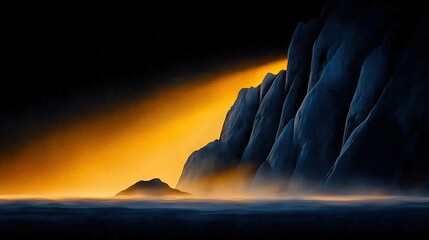 Wall Mural - a massive ice floe atop a watery expanse bathed in golden sunlight