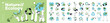 Nature and ecology concept illustrations. Set of people vector illustrations in various activities of ecology and environment, recycling, nature protection, renewable energy and sustainable technology