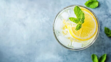 Aufkleber - Refreshing lemonade drink garnished with mint leaves perfect for summer hydration and relaxation indoors : Generative AI