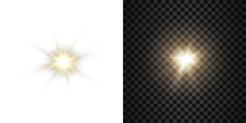 Wall Mural - vector transparent sunlight with sun glare. overlay, sun rays and glare, sun, sunrays, light transit