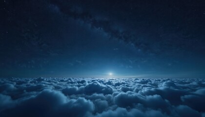 Aufkleber - Night sky with stars above cloudscape. Stunning view galaxy at night. Amazing cosmos panorama, celestial, tranquil scene. Space background. Nature, astronomy, milky way, universe, forever.