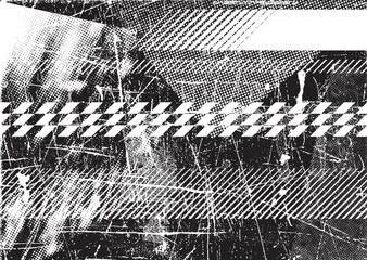 Aufkleber - Glitch distorted grunge layer . Noise destroyed texture. Checkered race grunge flag . Overlay grunge texture .Distressed effect .Vector shapes with a speed lines and tire tracks screen print texture.