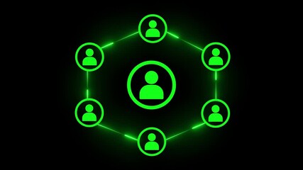 Icon of People World Wide Connected Social Network Loop Background. digital interface connection and communication concept digitally generated animation.