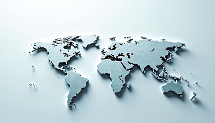 Fototapete - Abstract world map with detailed continents, global network connection concept. Earth globe with modern design, white background. Global communication, international travel, business, technology