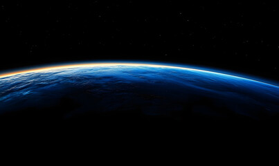 Wall Mural - A stunning view of Earth's horizon from space, showcasing the curvature of the planet and the ethereal beauty of the atmosphere. Perfect for space, astronomy, and nature themes.