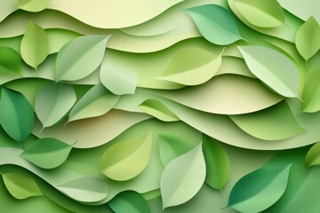 Aufkleber - Vibrant eco-friendly paper art background featuring layered tropical leaves in smooth shadows and rich green tones for a natural aesthetic
