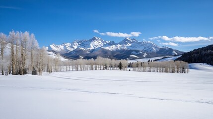 Aufkleber - Snowy mountain landscape showcasing serene beauty of winter in the great outdoors : Generative AI