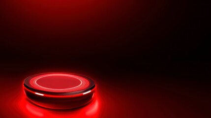 Wall Mural - Red circle neon background with cylinder platform suitable for product placement