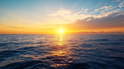 Leinwandbilder - Stunning sunset over tranquil ocean waters creating a serene and peaceful atmosphere : Generative AI