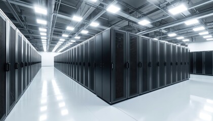 Leinwandbilder - Server room featuring advanced supercomputer tech for data storage processing. Information management, network architecture, performance, innovation, configuration for optimized solution. Computing,