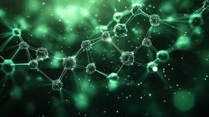 Abstract green molecular structure network background for science visualization