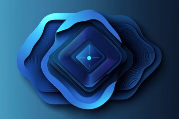 Fototapete - High-tech blockchain concept featuring interconnected nodes and glowing blue layers in a futuristic digital theme Generative AI