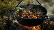 © YauheniB - Olla humeante cocinando al aire libre