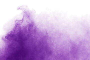 Purple smoke isolated on white or transparent png background 
