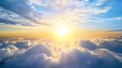 Wall Mural - golden sunrise over dramatic clouds illuminating the sky : generative ai
