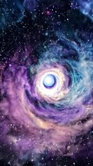 Wall Mural - vertical 9:16 A swirling vortex of deep-space stars and colorful cosmic clouds, creating a sense of time travel and infinite motion