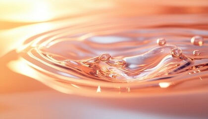Aufkleber - Water droplets create ripples in a serene pond during sunset, capturing the beauty of nature and tranquility