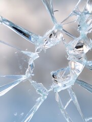 Aufkleber - Artistic closeup of shattered glass with intricate patterns reflecting light and shadows : Generative AI