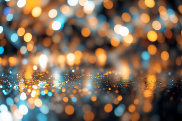 Canvas Print - defocused orange and blue lights create a bokeh effect. a dreamy, magical atmosphere is evoked with 